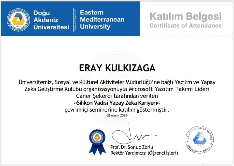 Silicon Valley AI Career seminar certificate