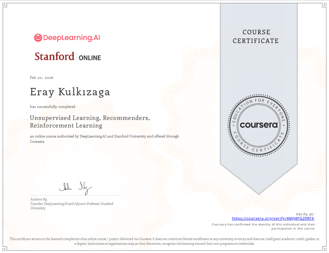 Unsupervised Learning, Recommenders, Reinforcement Learning