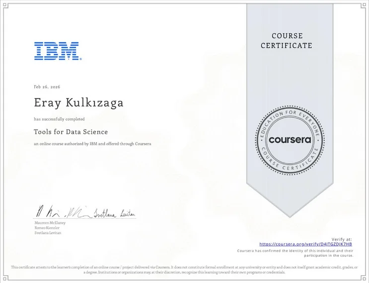 Tools for Data Science certificate