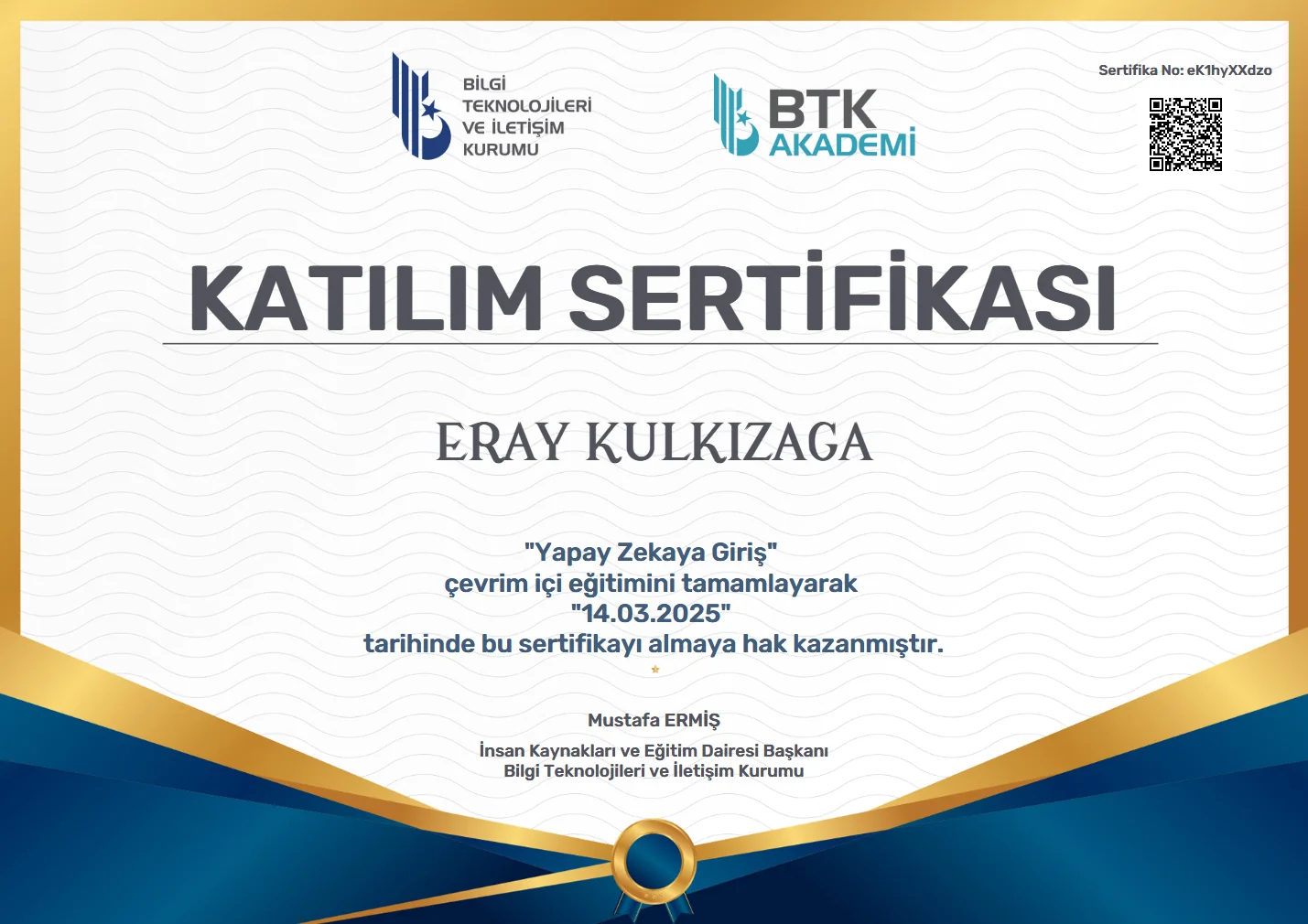 Introduction to Artificial Intelligence certificate
